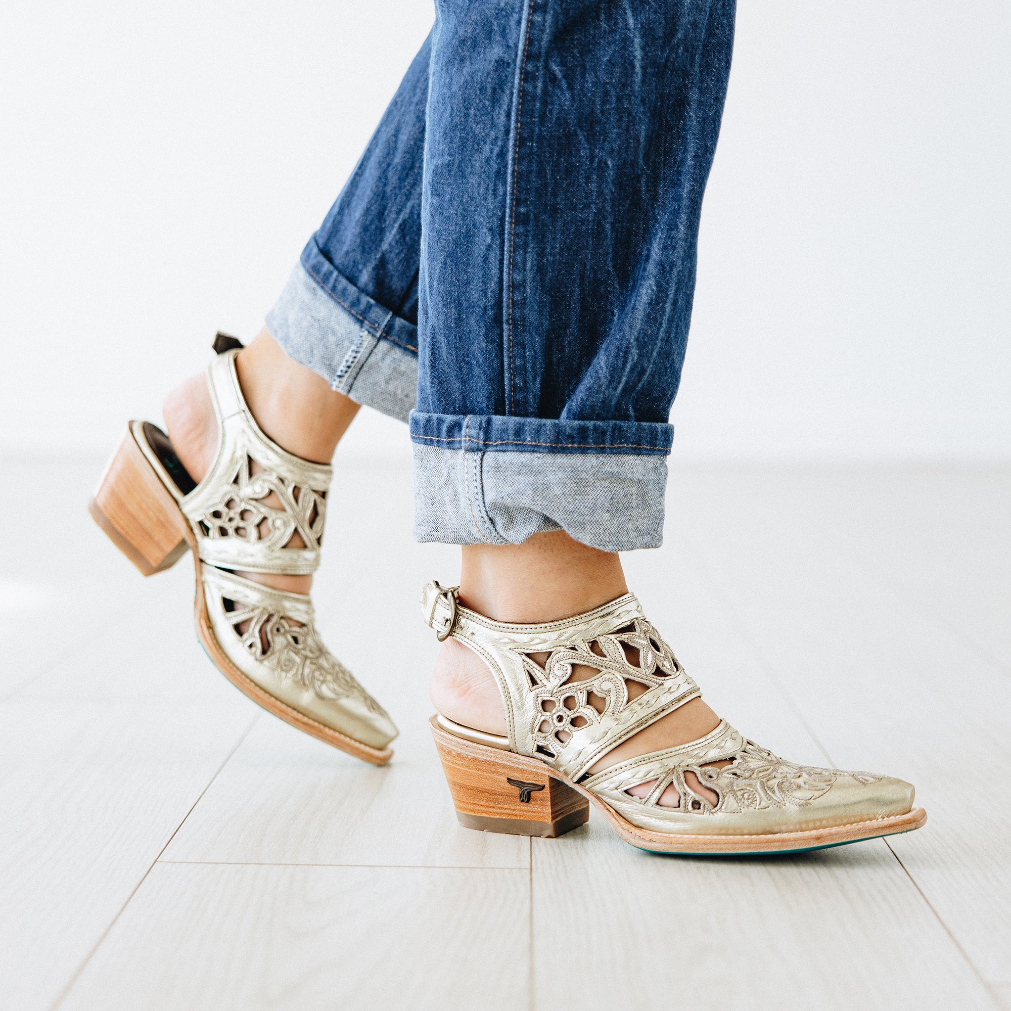 Robin Cut Out Slingback Mule - Champagne Metallic Mule Western Fashion by Lane