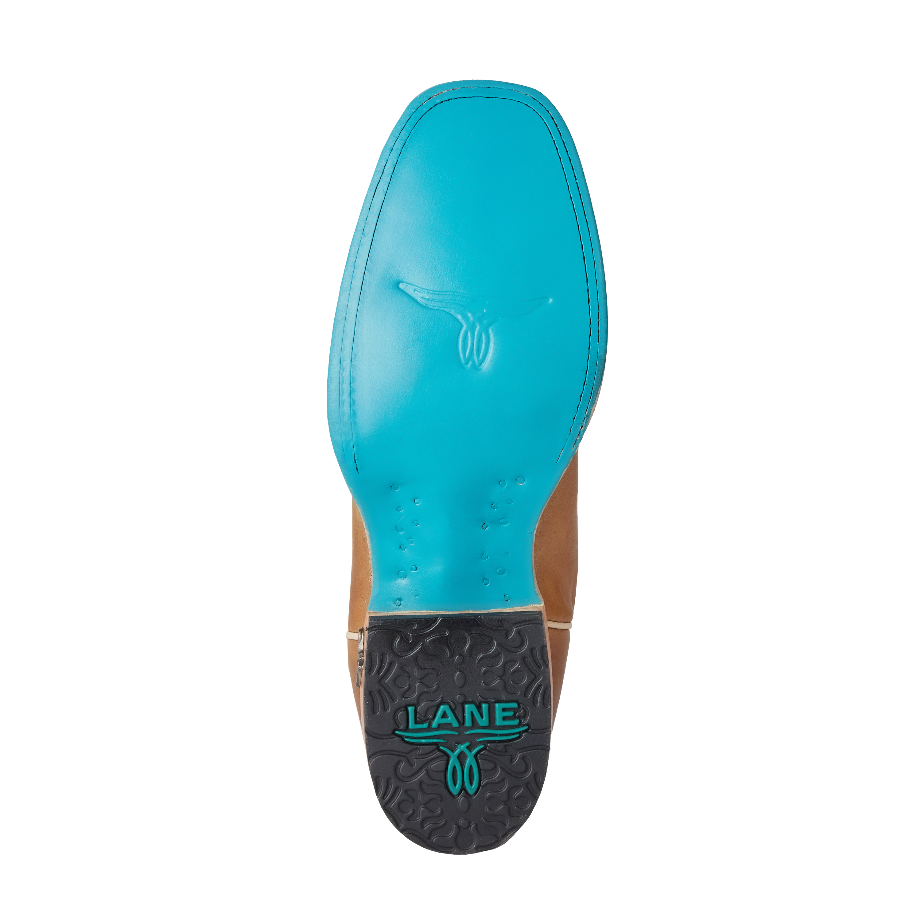 Close-up of a shoe sole with 'Lane' branding on a white background