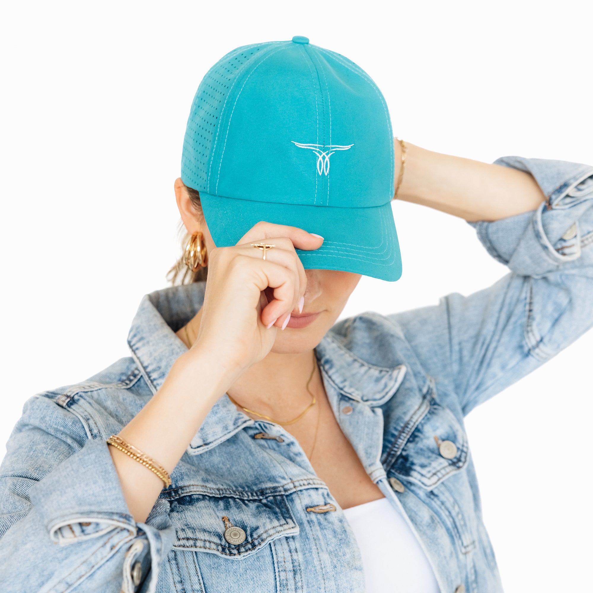 Ladies Ponytail Cap - Turquoise Ladies Cap Western Fashion by Lane