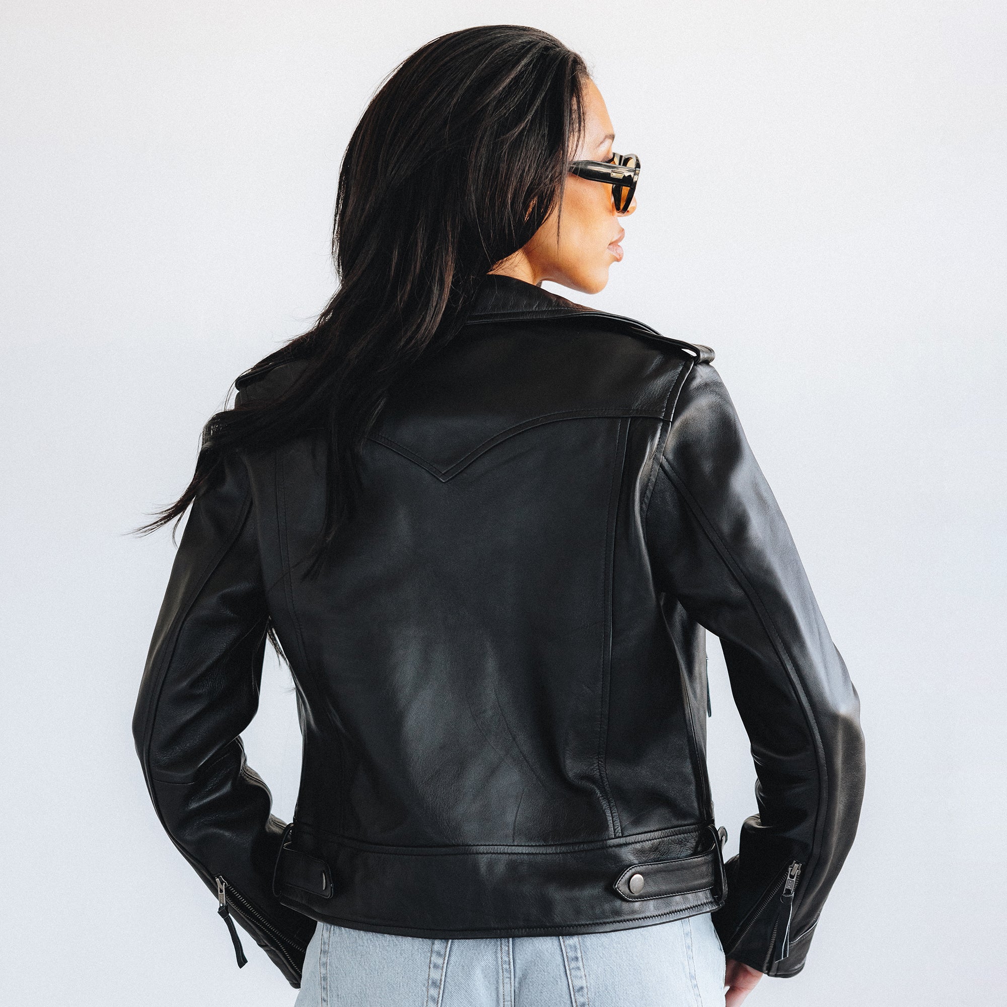 Basic Biker Jacket - Jet Black Leather