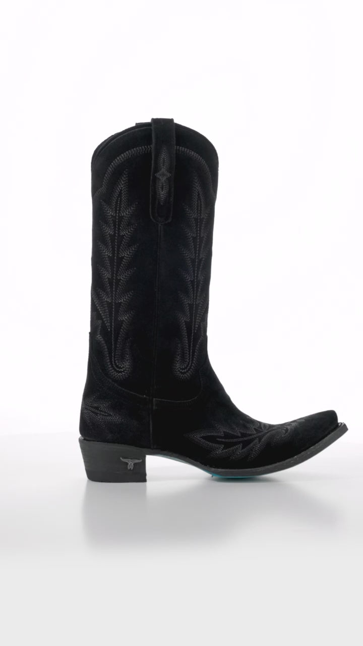 Lexington Boot - Soft Black Suede Ladies Boot Western Fashion by Lane