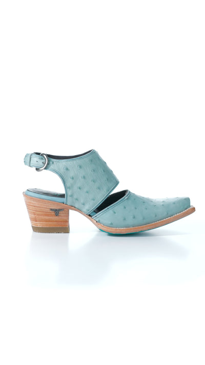 Plain Jane Slingback Mule - Powder Blue Ostrich Mule Western Fashion by Lane