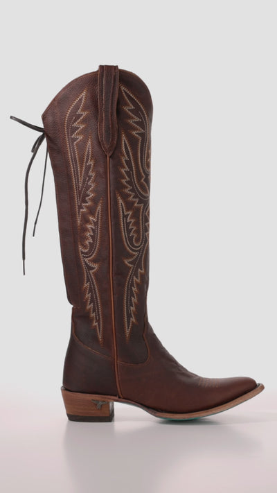 Monica Knee High Corset - Cognac Ladies Boot Western Fashion by Lane