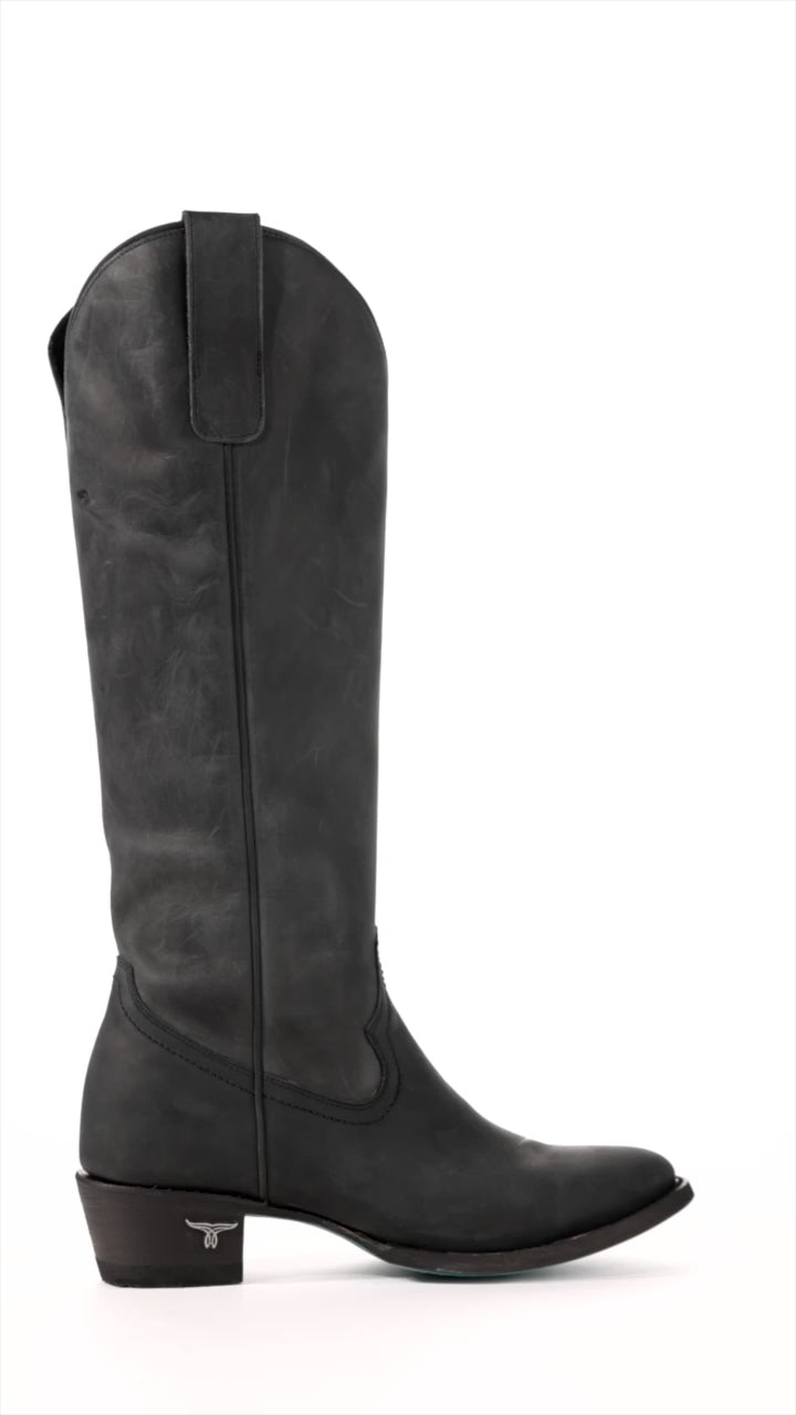 Plain black cowboy boots best sale