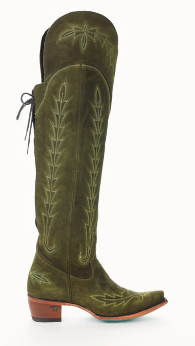 Lexington OTK Corset - Olive Suede Ladies Boot Western Fashion by Lane