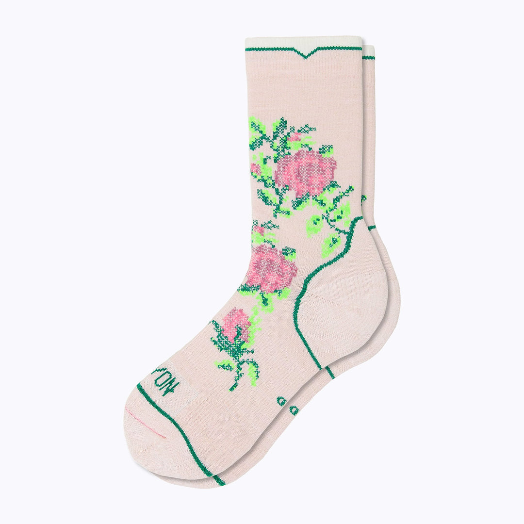Floral Point Women's Crew Socks Blush Western Fashion by Lane