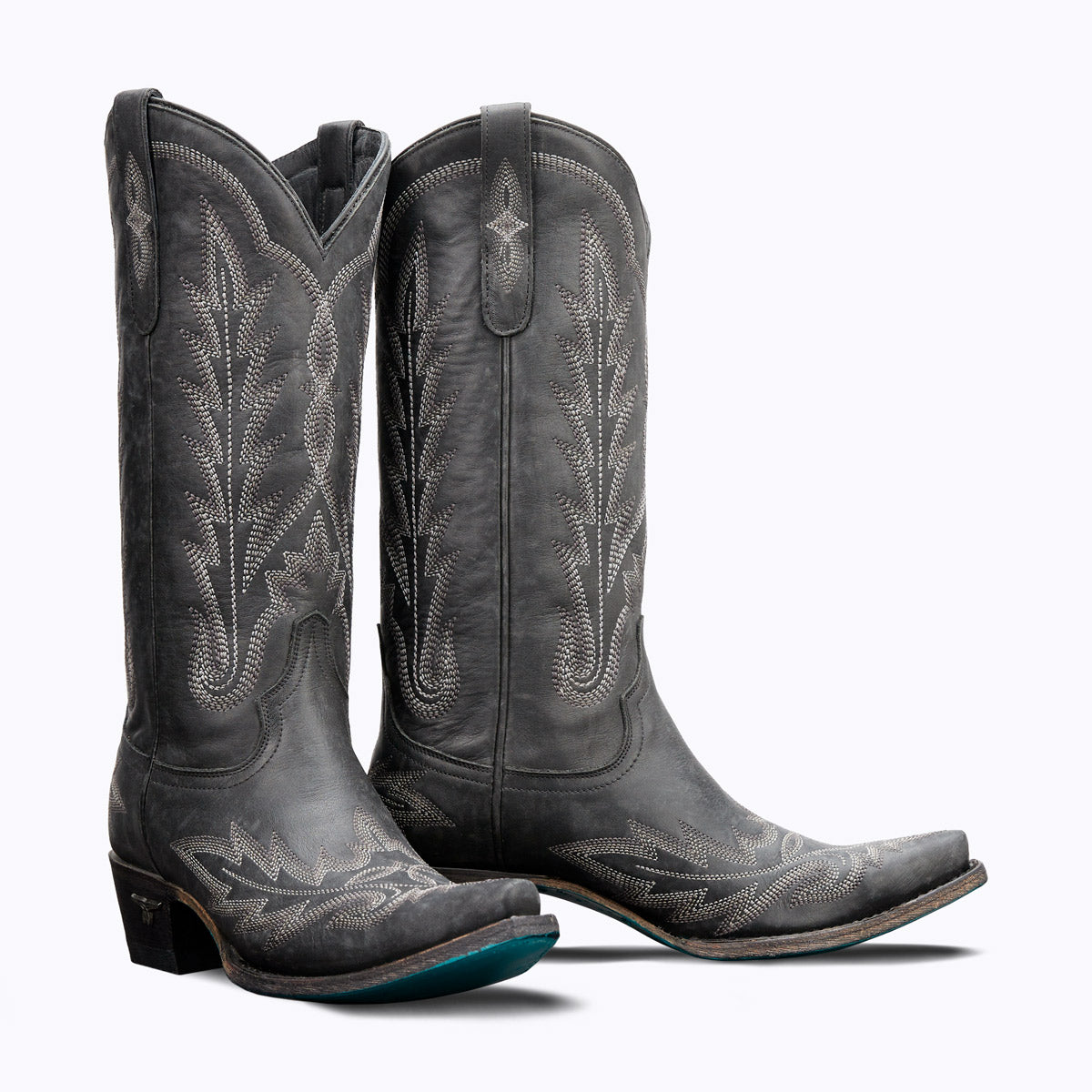 Black distressed shop cowboy boots