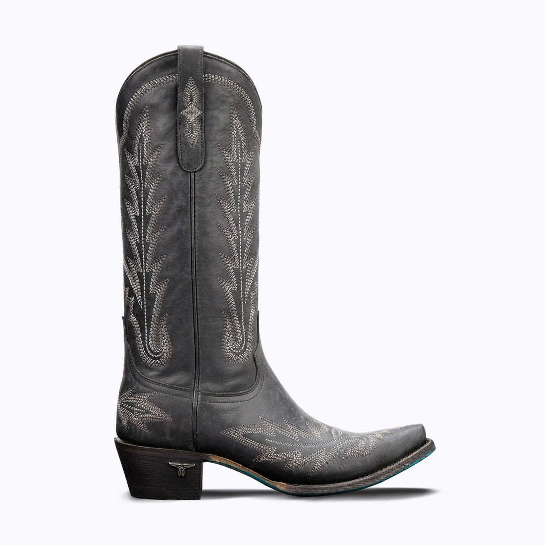 Lexington - Distressed Jet Black Ladies Boot  Western Fashion by Lane