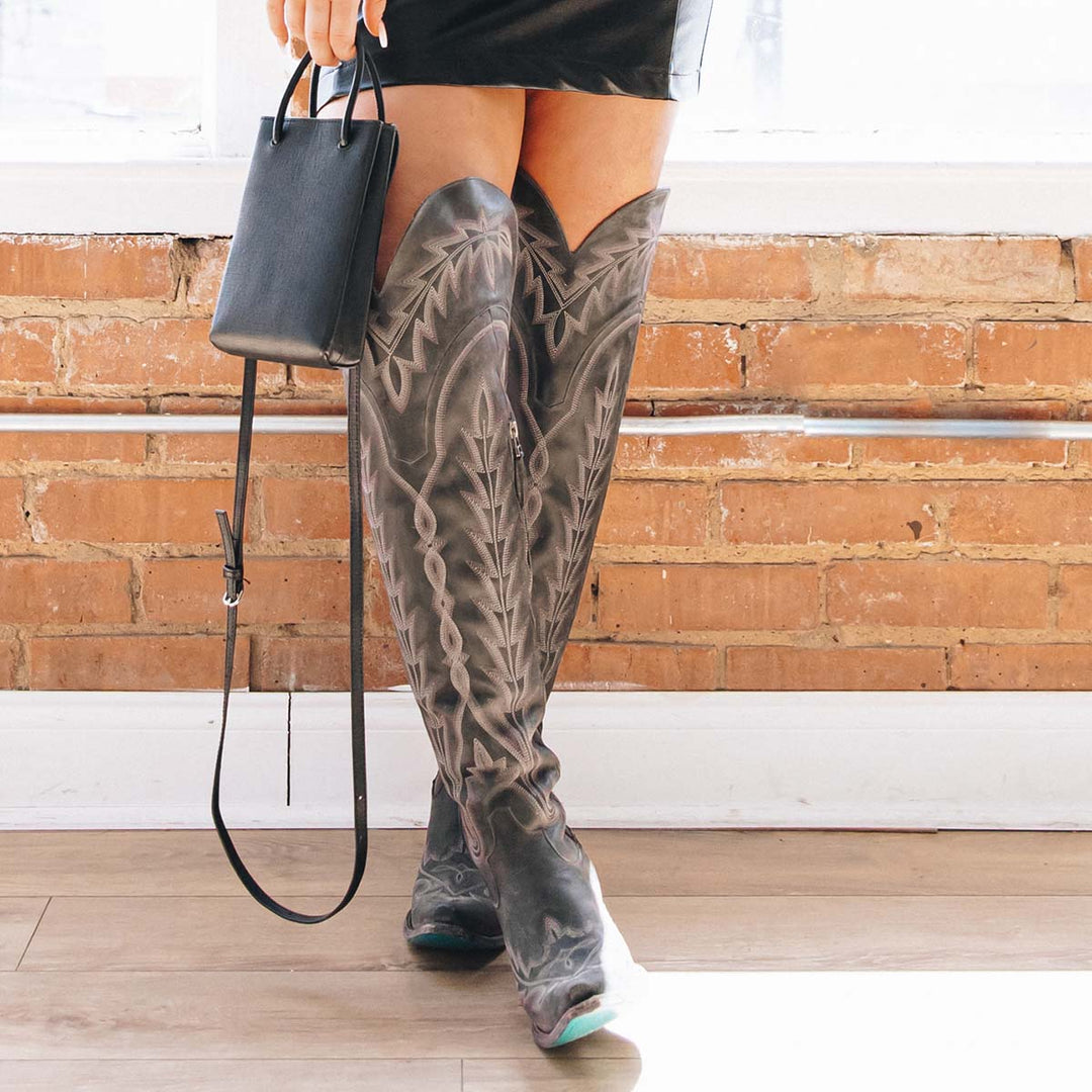 Lexington Over the Knee Boot | Snip Toe Women’s Black Cowboy Boots