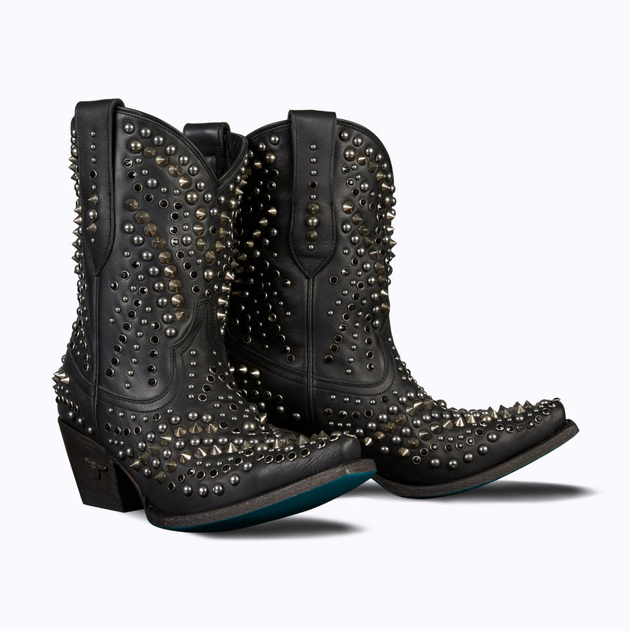 Dolly Bootie Women's Black Studded Cowboy Western Shortie Ankle Boot ...