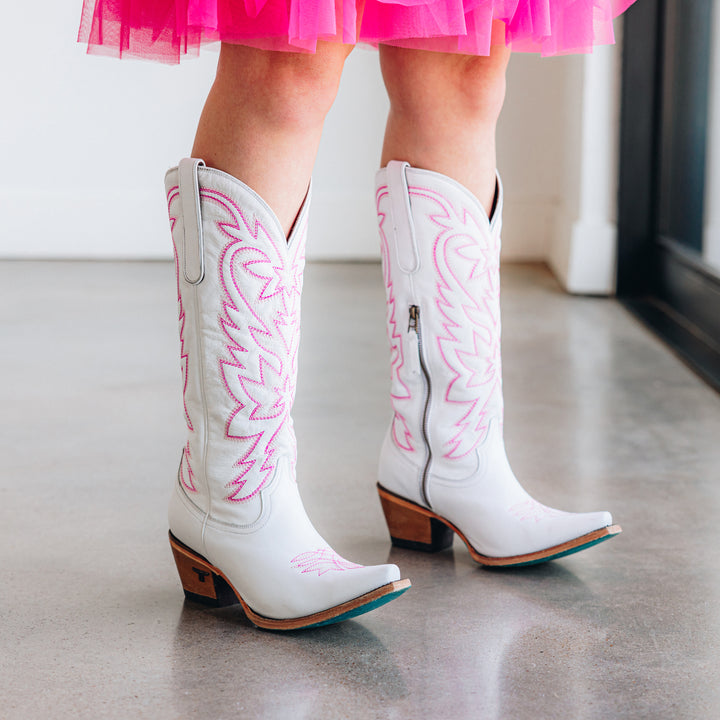 Smokeshow - Matte White / Neon Pink Ladies Boot Matte White / Neon Pink Western Fashion by Lane